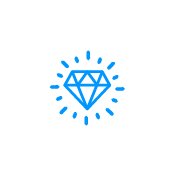 Blue icon illustration of a shiny diamond